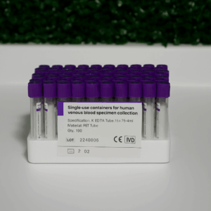 Tubo tapa lila con anticoagulante EDTA para muestras de hematología 10 unidades